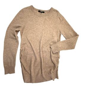 Quince Mongolian Cashmere Crewneck Maternity Ruched Sides Sweater Medium